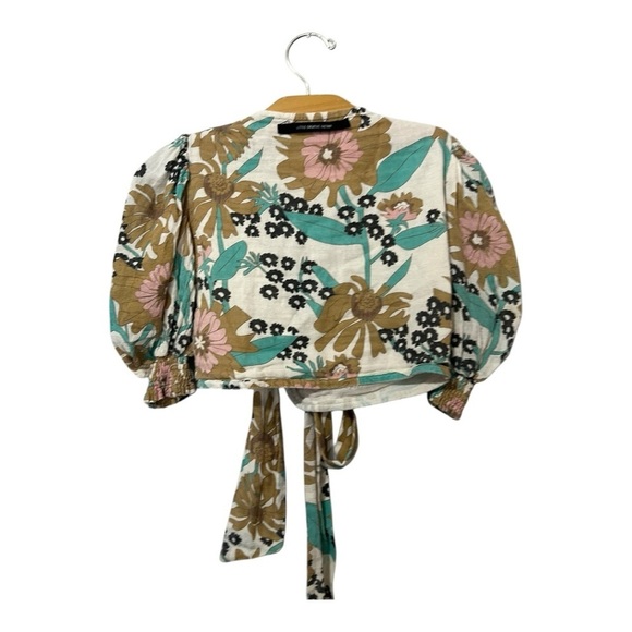 Little Creative Factory Hawaii Wrap Top Shirt Girls 8-9 Floral Cotton Crop - Picture 3 of 6